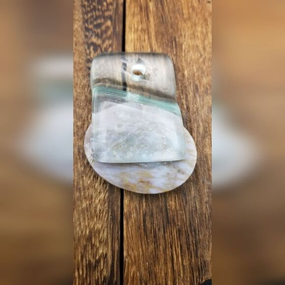 Aquamarine fluorite necklace pendant P207